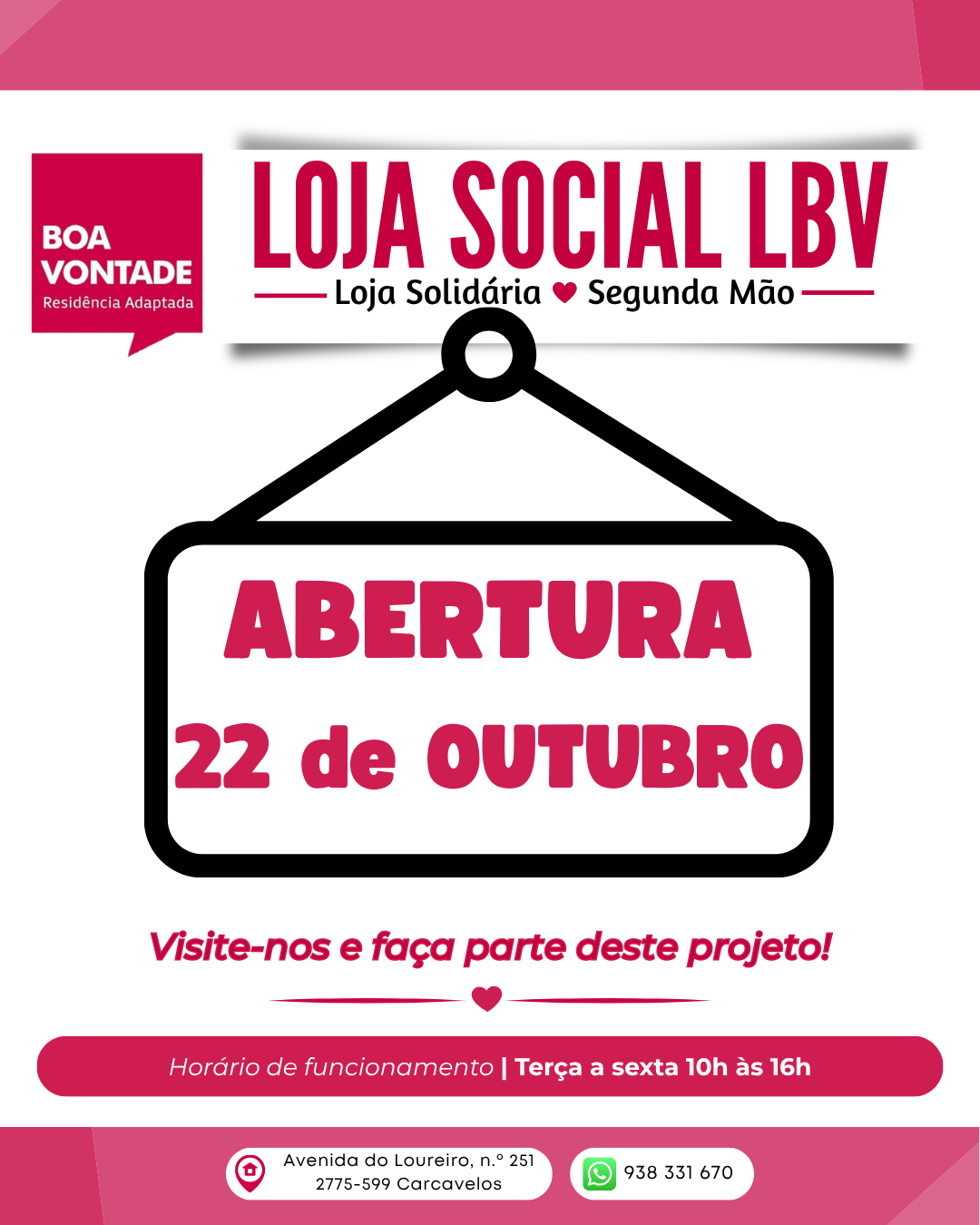Flyer da abertura da Loja Social LBV
